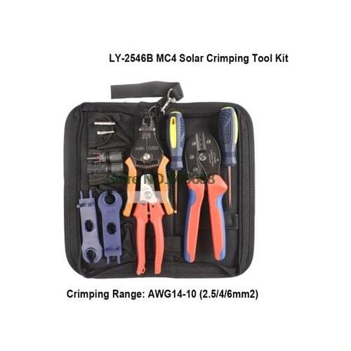 IWISS LY-2546B MC4 Solar Crimping Crimper Plier Tool Kit Crimp 2.5/4/6mm2 range with Stripper, Cutter, Spanners, MC4 Connectors