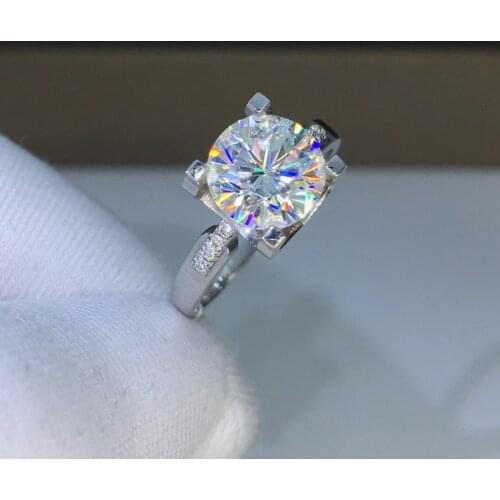 Exquisite 2 Carat White Cubic Zirconia Open Ring 4 Claw Silver Plated Rings for Women Wedding Party Fashion Jewelry Gift K5T764