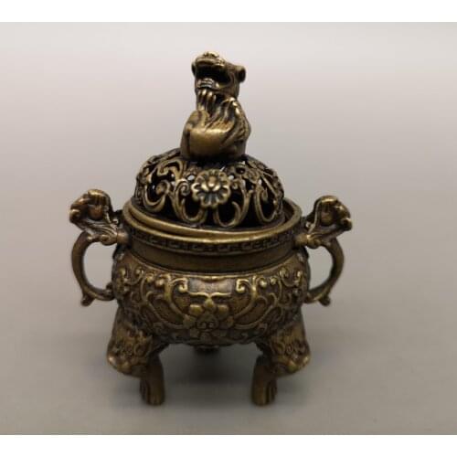 China Collect Copper Sculpture SandalWood Incense Burner Metal Crafts Home Decoration#2