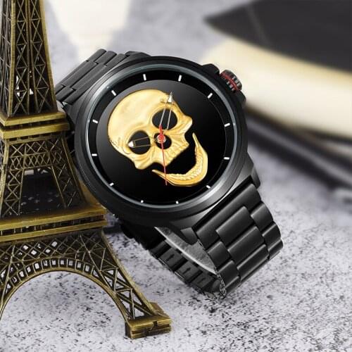 Richard Male Sports Quartz Military Steel Wrist Watch Unique Design Skull Watches Men Luxury Brand Pirates of the SKONE Watch