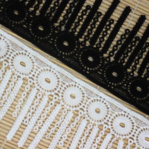 Cusack 3 meter 8 cm White Black Lace Trims Fashion Tassel Dress Applique Milk Silk Dress Costume Trimmings Sewing Lace Fabric