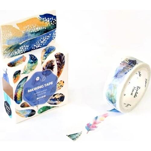 1.5cm 7m 1 Pcs Colorful Feather Falling Style Washi Tape DIY Scrapbook Sticker Label Masking Home Decor