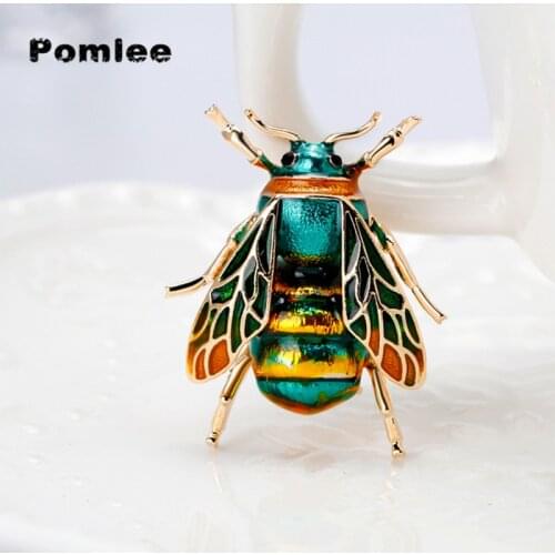 Pomlee Enamel Bumblebee Brooches Men Womens Alloy Yellow Bee Insect Brooch Christmas Gift Broche Banquet Pins