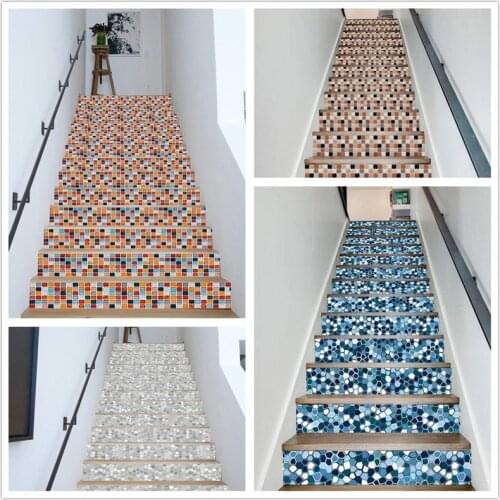 Stair Riser Floor Stickers Mosaic Pattern DIY Waterproof Self Adhesive Stairs Decoration Staircase Home Decor Art Stairway Mural