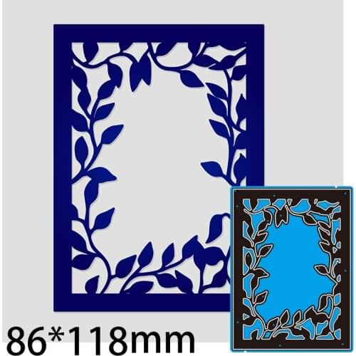 New Metal Cutting Dies Scrapbooking Leaves Rectangle Frame DIY Album Paper Card Craft Embossing Stencil Decoration 86*118mm