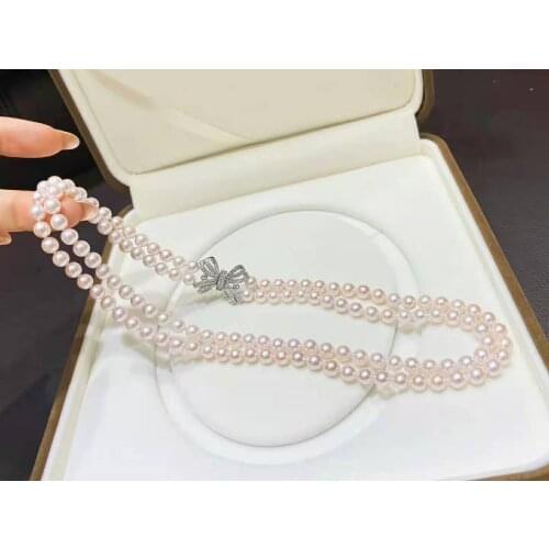 Handmade 45-47cm 7-8mm white freshwater pearl micro inlay zircon accessories necklace fashion jewelry