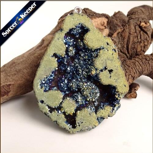 Natural Raw Mineral Crystal Pendant Druzy Drop Pendants Pendulum Chakra Natural Stone Pendants For Jewelry Making YS889