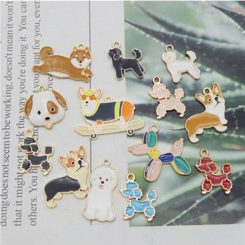 13pcs Mix enamel dog charm animal dog jewelry making fashion earring pendant bracelet necklace dog charms for jewelry findings