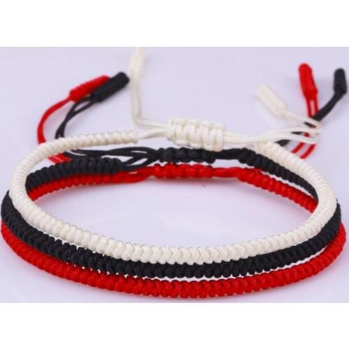 Red Black White Nylon Thread Rope Adjustable Unisex Woven Bracelet Set celebrity Believer Tibetan Religion Buddha Lucky Knot