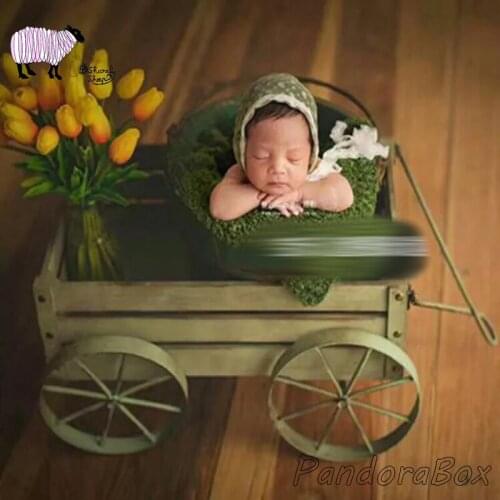 Newborn Photography Props Wood Car Basket Baby Photo Shoot Studio Posing Bed Basket fotografia Accessory Baby fotoshooting Props
