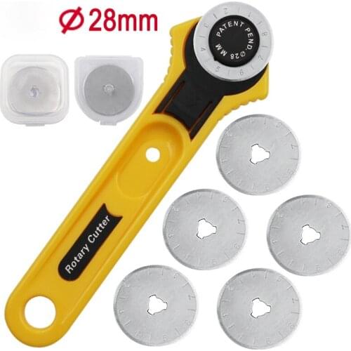 28MM Cloth Rotary Cutter for DIY Leather Paper Fabric Cutting Tool Patchwork Roller Wheel Round Knife Cutter Sewing Accessory