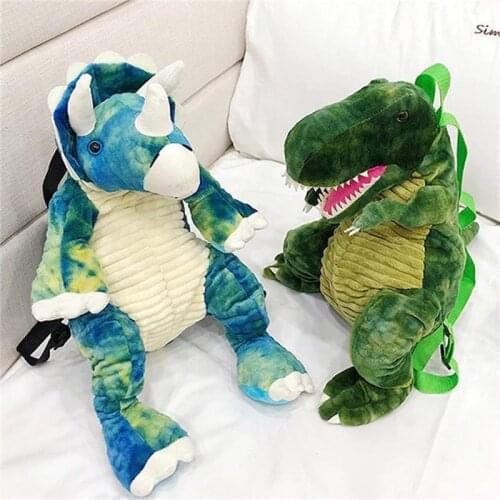 Dinosaur Backpack Plush Preschool Shoulder Bag for Travel and Adventure Toy Birthday Gift for Kids Toddlers Boys