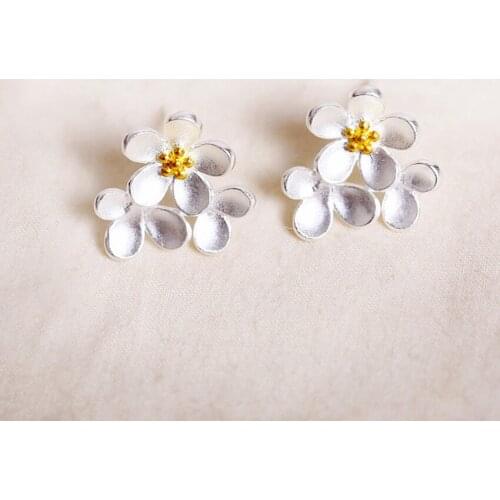 Daisies Pure 925 Sterling Silver Silver Elegant Daisy Flower Post Stud Earrings Girls Kids Christmas Gift Statement Jewelry