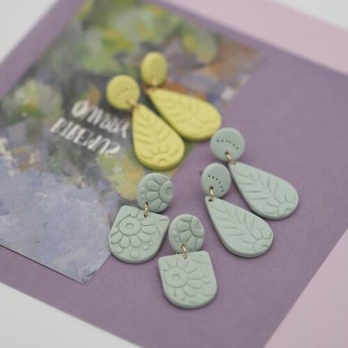 2021 Fashion Handmade Polymer Clay Earrings Geometric Drop Dangle Pendant Elegant Trendy Multi Color Statement Earrings