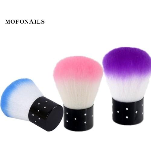 3 Color For Choose Nail Dust Brush Pink Blue Purple Brush With Short Black Handle Make up Brush 1pc Cleaning Nail Tip Brush Tool