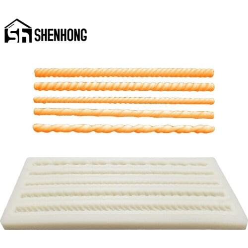 SHENHONG Silicone Fondant Mold Kitchenware Pastry Dessert Baking Tray Cake Edge Decorating Tool Braided Rope Sugarcraft Mould