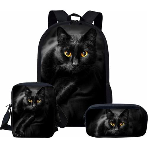 Animal Cat Print 3pcs Girls Boys School Bag Kids Kindergarten Backpack Japanese Schoolbag Student Bookbags Children BackPack