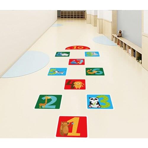 Vacclo Number Jumping Grid Game Stickers Childrens Room Study Decoration Wall Stickers Home Living Room Ground Stickers
