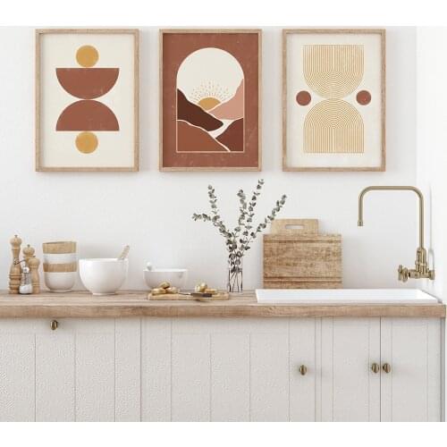 Vintage Abstract Circle bundle Room Wall Art Vintage Wall Painting Set of 3 Prints Nursery Abstract Painting No Frame Pictures