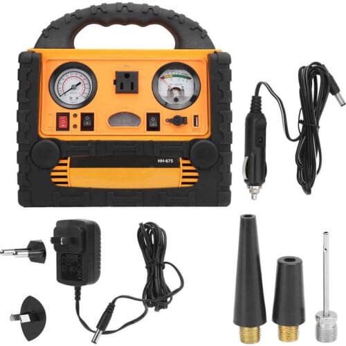 Charger battery cable Car Jump Starter with 200W Inverter 260PSI Air Compressor for Automobile Motorbike Truck Emergency auto