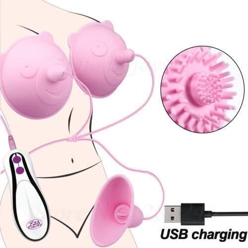 USB Rechargeable Tongue Licking Clitoris Stimulator Nipple Oral Sex Vibrator Breast Pump Enlargement Adult Sex toys for Women