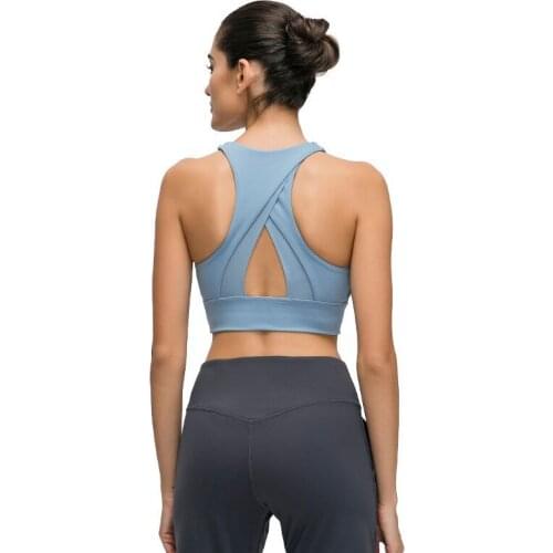 Gym Training Sweat-wicking Ignite Bra Removable Cups Sports Bras Back Triangle Patchwork Hollow out Fitness Bra Women Top