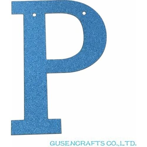 1pcs/lot 13cm Personalized DIY Blue Glitter Paper Letter Banner Hanging With String for Wedding Birthday Party Decorations