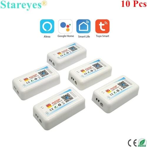 10 Pcs WiFi Smart Tuya Controller Alexa Google Home Voice DC5-24V Single color CCT RGB RGBW RGB CCT 5 in 1 LED Strip Dimmer APP