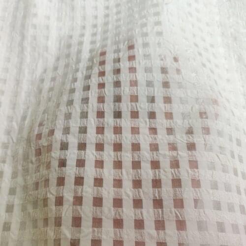 100cm*148cm small checks organza fabric fashion designer wedding gauze ivory white back