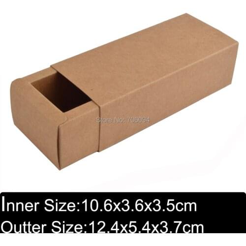 12.4*5.4*3.7CM 50pcs Cosmetic kraft drawer paper box Brown kraft handmade gift boxes,Essential oil box,custom box logo