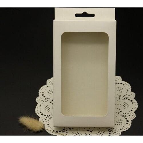 4 sizes Black kraft paper box with pvc window for mobile phone case,white retail phone case packaging box,universal phone box