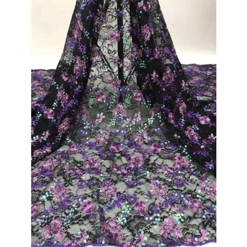 7 Colors (5Yards/Pc) Multicolor African Tulle Lace Fabric With Embroidery And Sequins Popular French Net Lace For Dress Material