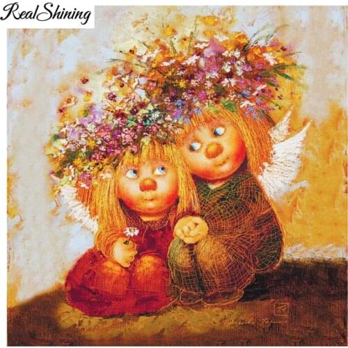 REALSHINING Flower Angel 5D DIY Diamond Embroidery Diamond Painting Cross Stitch full Square Rhinestone Mosaic Home Decor FS546