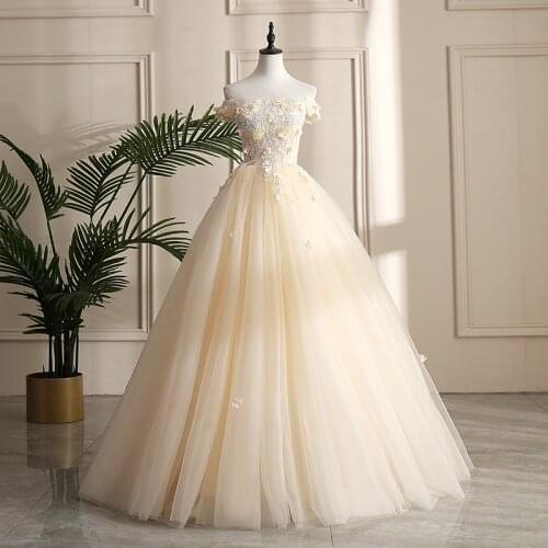 Short Sleeves 3D Flowers Tulle Ball Gown Quinceanera Dresses 2021 Boat Neck Debutante Vestidos Floor-Length Vestidos De 15 Anos