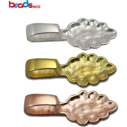 Beadsnice Solid 925 Silver Leaf glue-on flat Pad Bail Pendant Necklace Bails for Handamde Jewelry DIY accessoryID3398