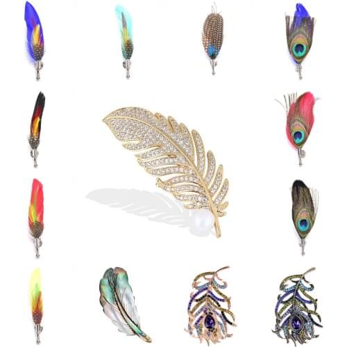 2020 Fashion Feather Brooch For Women Men Sweater Accessories Jewelry Retro Ladies Badge Girl Gift Party Brooch Female
