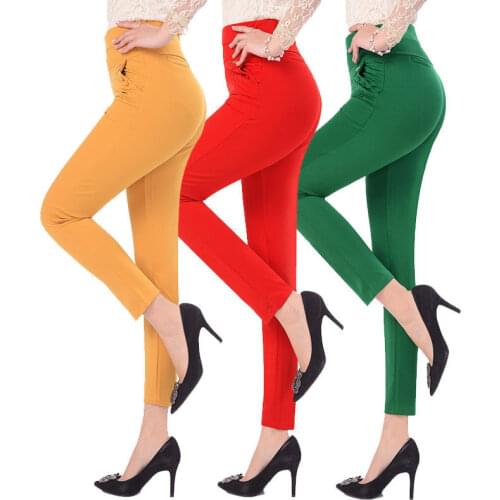 5XL Pants Women Summer Elastic Slim High Waist Pants Female Trousers Women Casual Streetwear Plus Size Office Ladies Pants Q1427