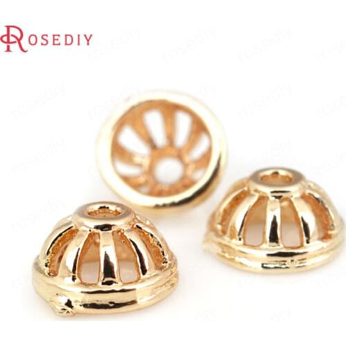 C362)10 pieces 7-8mm 24K Champagne Gold Color Brass Flower Beads Caps High Quality Jewelry Findings Accessories Wholesale