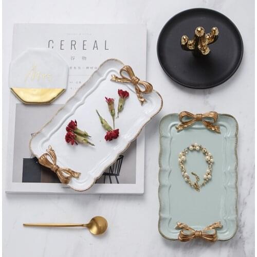 European Style Retro Bow Resin Tray Jewelry Storage Decoration Fruit Case
