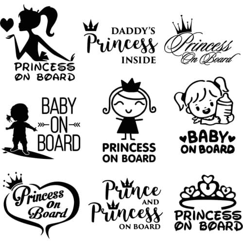 ChienHow 3D Funny Car Stickers Princess Baby On Board Decals Girl Daughter Vinyl Warning Sign Sticker On Auto Car Styling