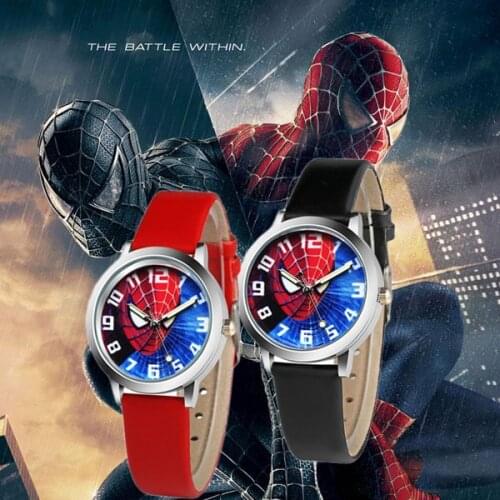Wholesale Childrens clock Marvel 2021 student child boy girl Spiderman watch Men Leather cartoon watch Childrens watch