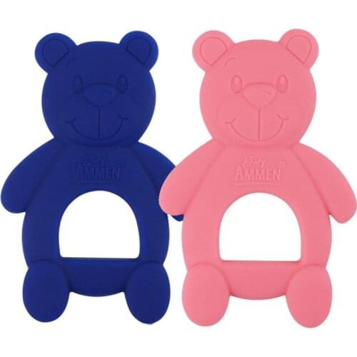 Baby Teether Silicone Bear Molar Stick Infant Boys Girls Bite Pink Blue Dental Tool Safe Non-toxic Teethers