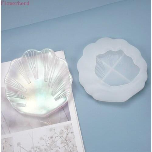 DIY Crystal Epoxy Mold Resin Mold Dish Plate Set Leaf Texture Shell Mirror Surface Silicone Mold Silicon Baking Mold Clay Mold