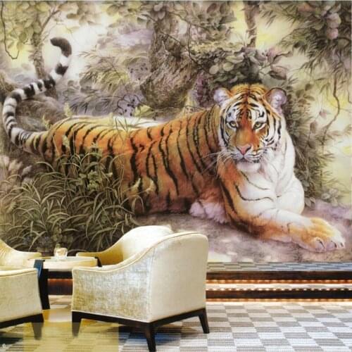 Custom mural Oil painting tiger wallpaper bedroom living room KTV bar TV background wallpaper murals