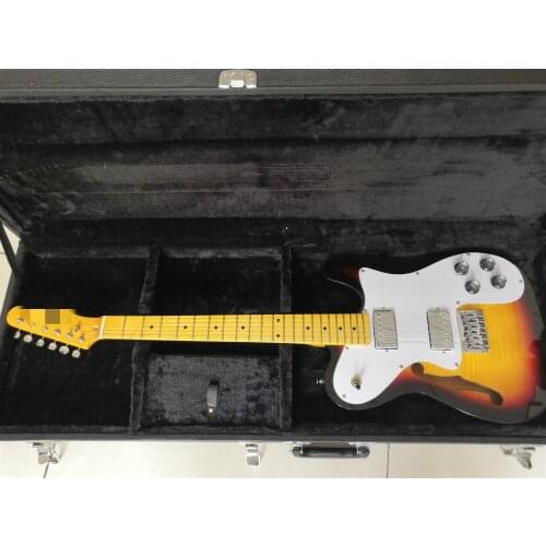 In stock!Semi-hollow F hole telr sunbust color White pickguad Maple fretboard Chrome hardwares,customized!PayPal available!T-10