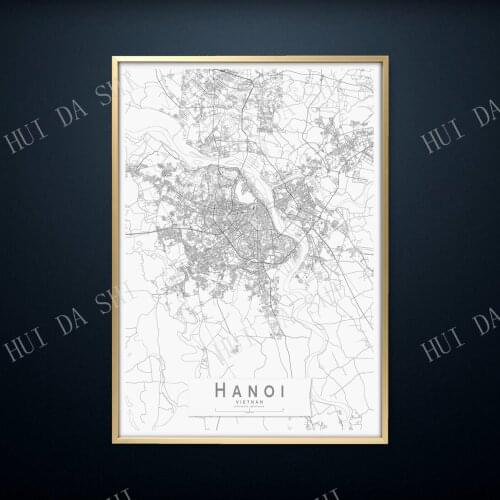 HANOI Map Print | Black & White Vietnam City Map Print | Mono Wall Art Poster | Minimalistic Wall decor