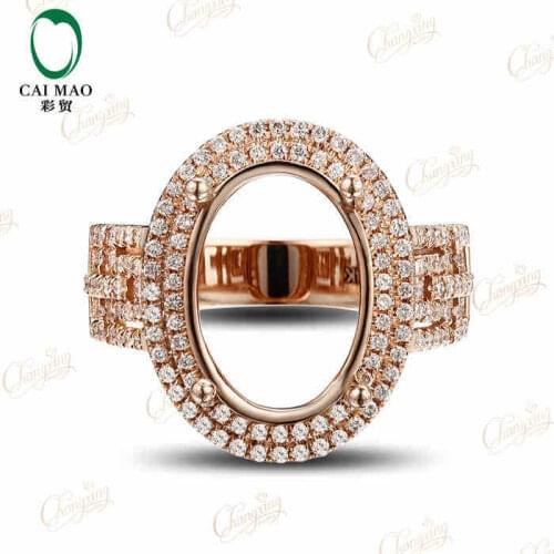 CaiMao Oval cut Semi Mount Ring Settings &0.53 ct Diamond 18k Rose Gold Gemstone Engagement Ring Fine Jewelry