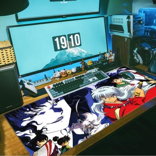 Inuyasha Locking Edge Mouse Pad Game Computer Gaming Mousepad Anti-slip Natural Rubber with Locking Edge Gaming Mouse Mat