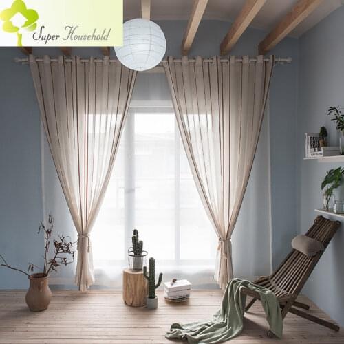 Japan Style Linen Tulle Curtains for Living Room Luxury Yarn Screens for Bedroom Window Treatments Sheer Curtains for Kitchen