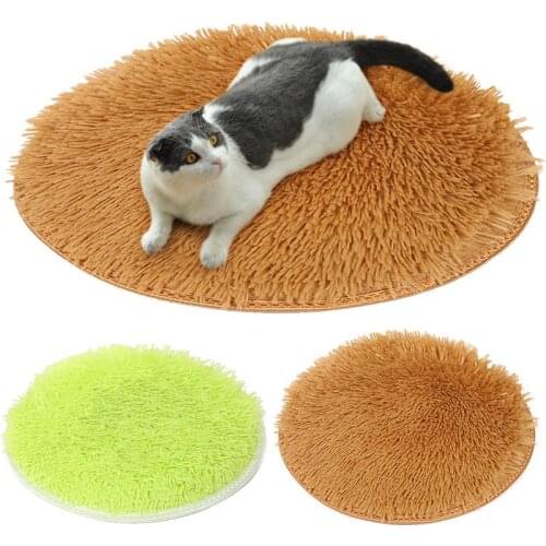 Dorakitten 1pc Solid Color Pet Sleep Mat Round Fluffy Soft Warm Dog Bed Blanket Pet Blanket Pet Pad For Cats Dogs Pet Supplies